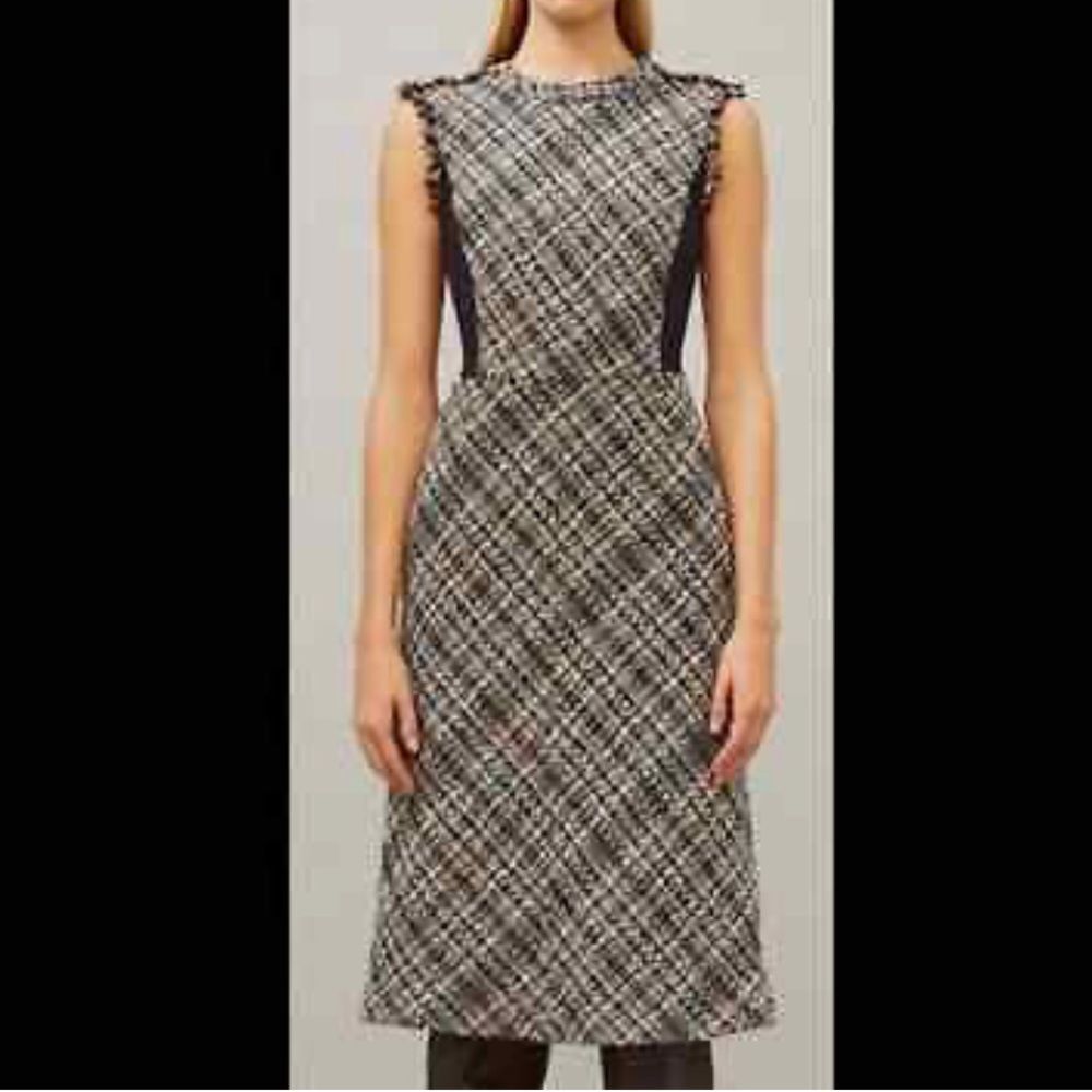 Tory burch autumn Tweed Sleeveless Pencil Dress Contrast Ponte Stretch Panels 4 - Picture 2 of 5
